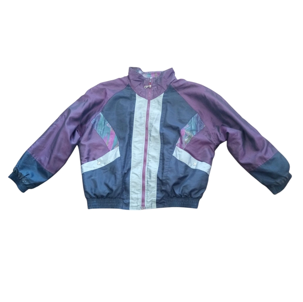 Vintage Track Warm Up Jacket Purple and Blue Size XL